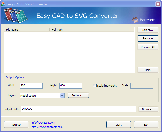 Screenshot of Easy CAD to SVG Converter